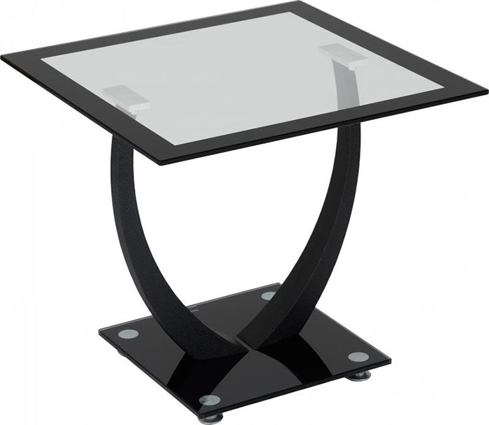 Hanley Lamp Table in Clear Glass With Black Border
